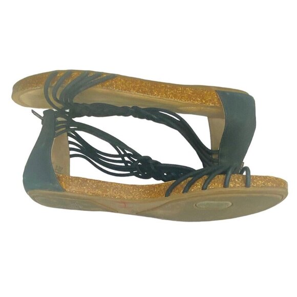 ADAM TUCKER Women Sandals Size 8 Black Me Too Cali Leather Flat Summer Beach s-9 - Picture 5 of 10